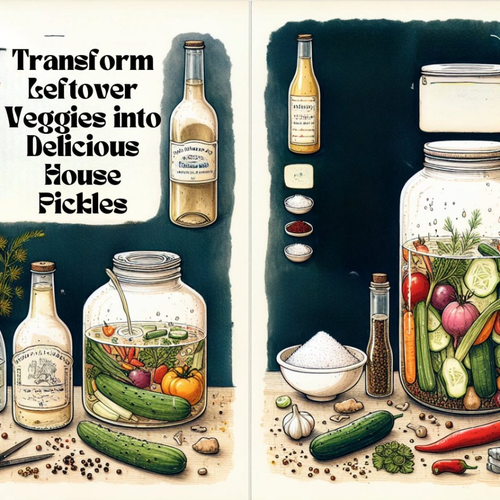 Transform leftover veggies into delicious house pickles. Image: veggies and jars