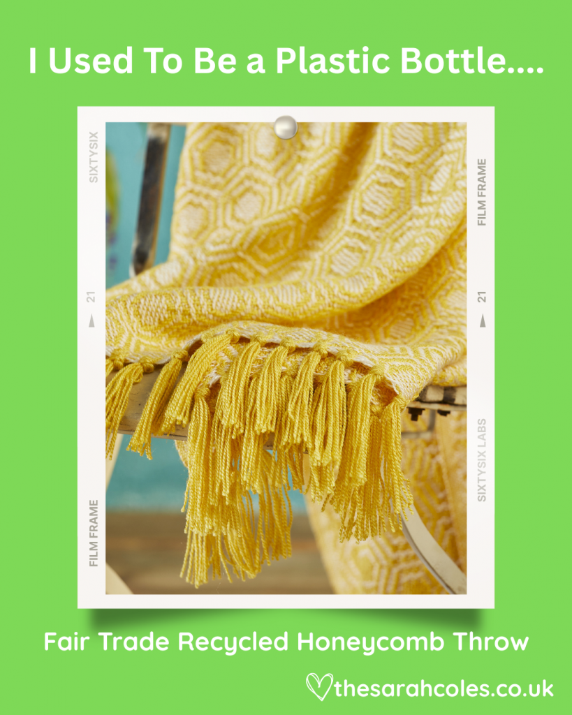 I used to be a plastic bottle. Fair Trade Recycled Honeycomb design Throw