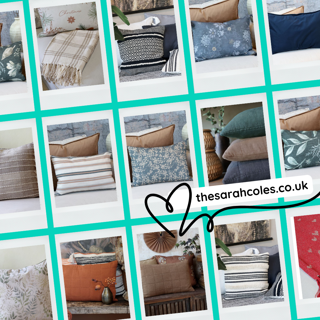Chic Soft Furnishings Just Added for Autumn.Earthy Tones, Blues and Reds - cushions, quilts, throws.