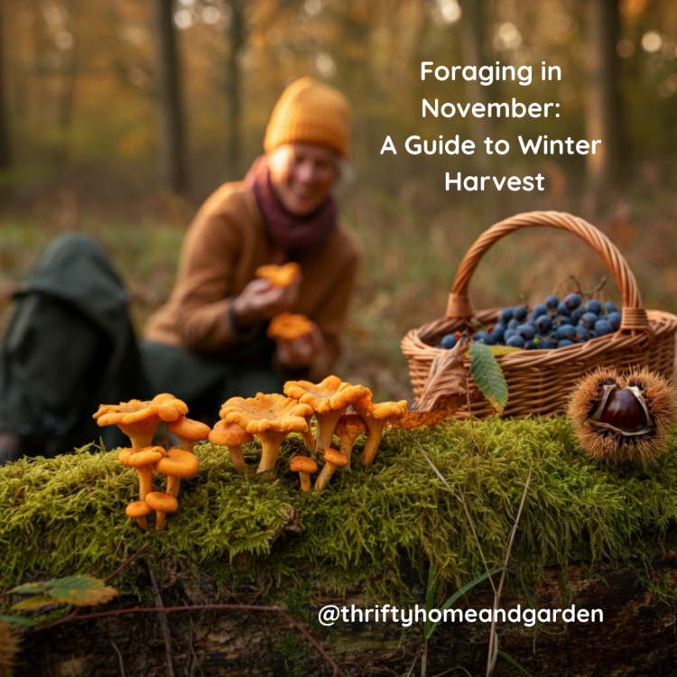 Sitting in the woodlands with baskets of foraging and mushrooms to be picked.
@thriftyhomeandgarden