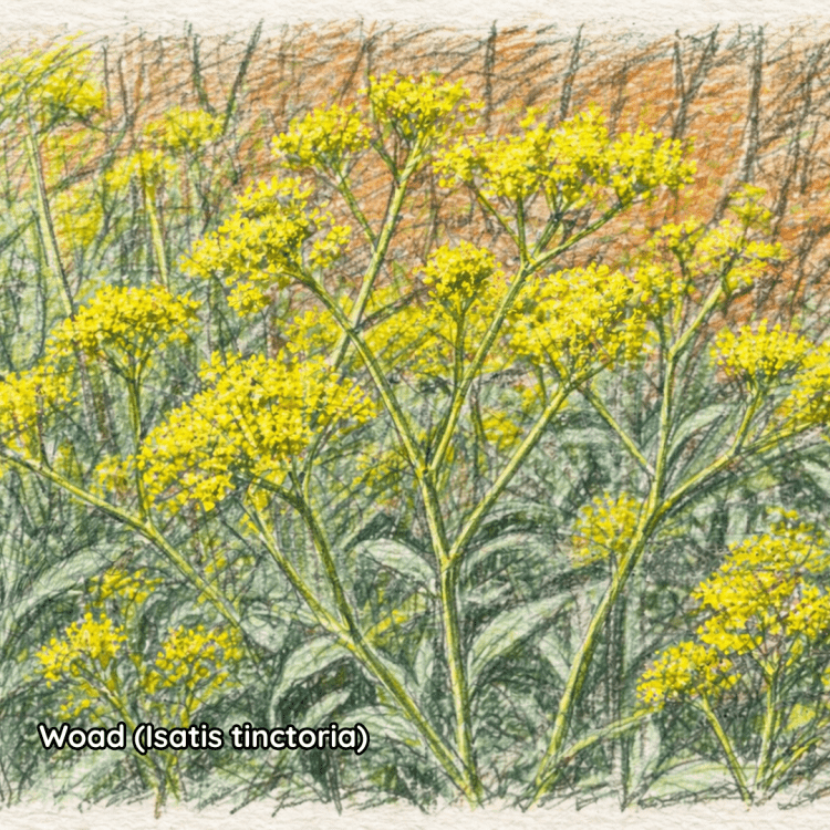 Woad (Isatis tinctoria) - coloured sketch
