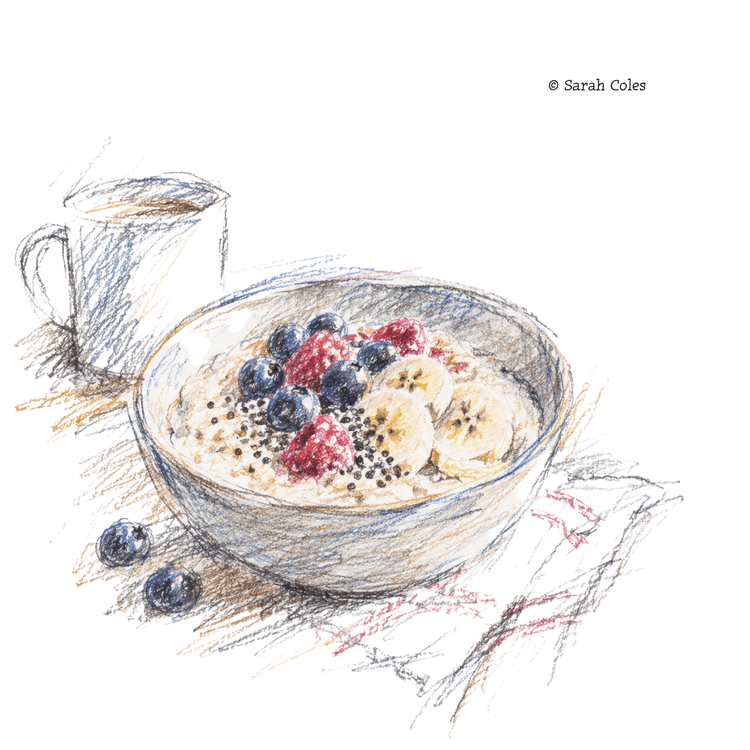 Colouring Pencil Sketch of Porridge.
© Sarah Coles