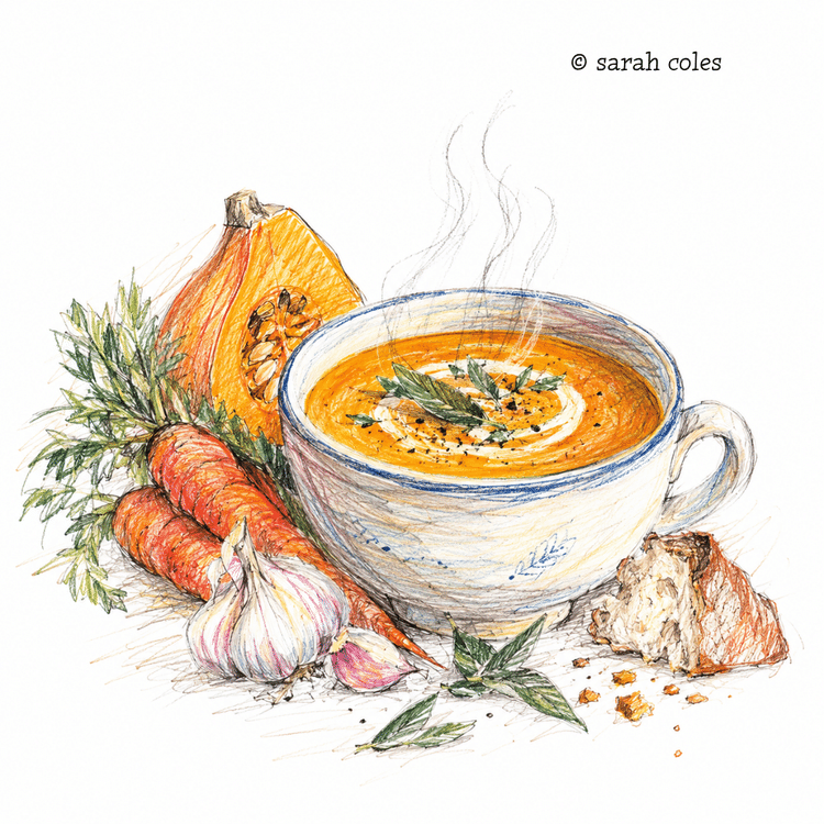 Colourful sketch of Homemade Soup.© Sarah Coles